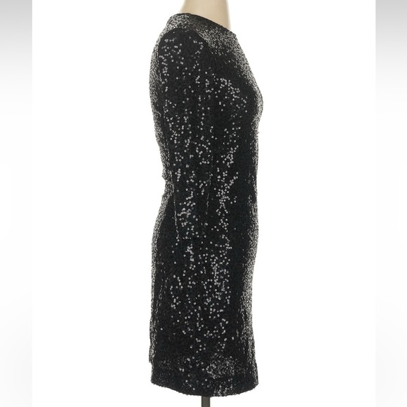 Vintage Cache Black Sequin Formal Dress Mock Neck Cocktail Holiday Y2K Size XS - Picture 3 of 6